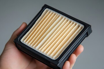 A mechanic is replacing the car s dirty air filter