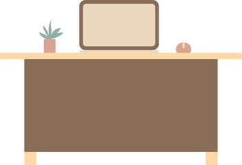 Work Desk with Laptop, Minimalist Office Equipment