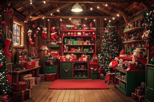 Enchanting Santa's grotto inspiring holiday cheer and joy.