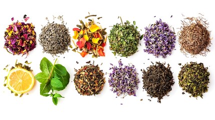 kinds of herb tea leaves chamomile rose hip