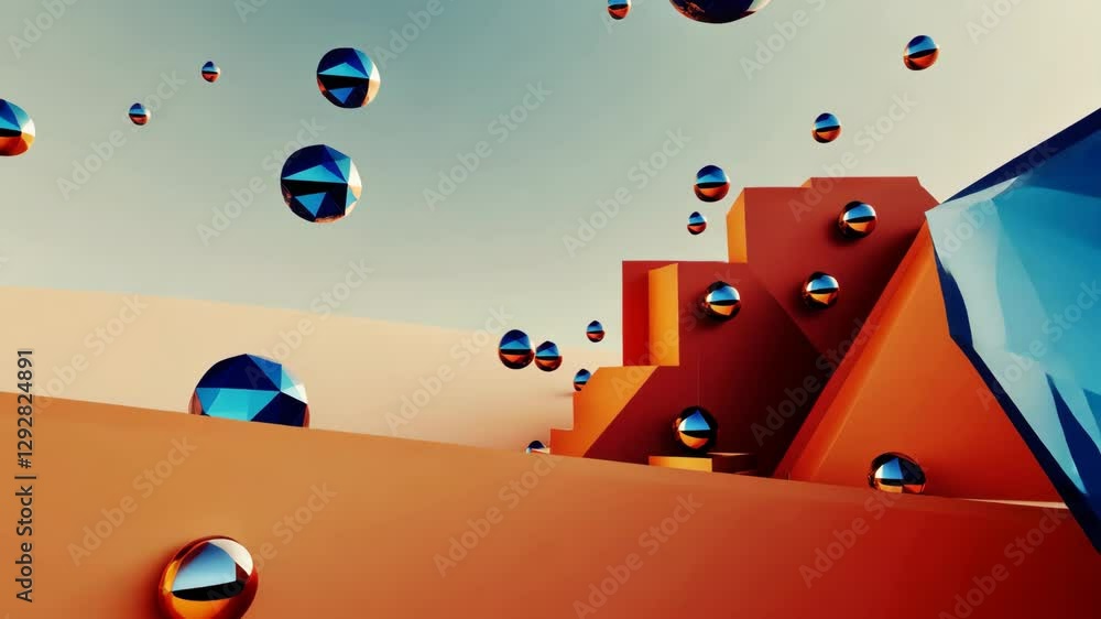 Aufkleber A colorful background with a yellow and orange staircase. The staircase is made of blocks and is located in the middle of the background