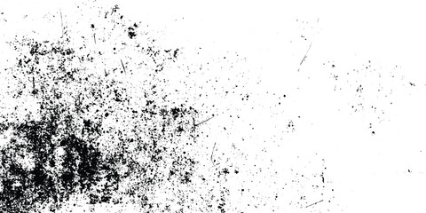 Grunge texture white and black scratches and stains, overlay texture composed of irregular graphic elements and various black grunge effects, The grunge surface is covered with scratches.