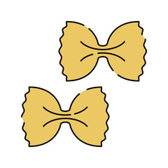 Farfalle Pasta Icon Flat design, bow tie shaped pasta, ideal for branding, packaging, and restaurant menus.