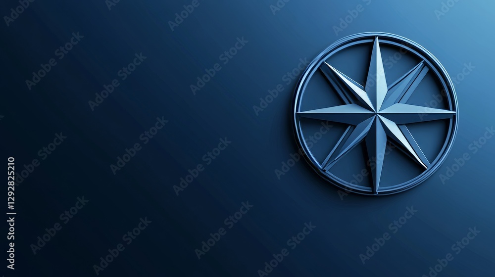 Aufkleber compass logo on a blue background with an empty space. it can be used to represent direction.