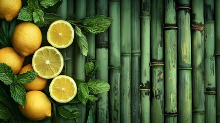 Oriental green tea with mint and lemons