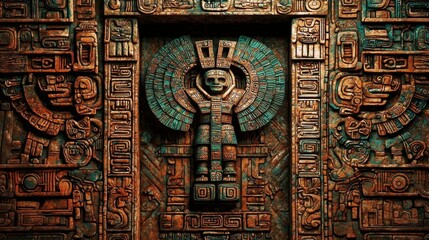 Background featuring intricate Mayan patterns highlighting ancient culture.