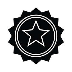 Black Star Award Seal Badge, Quality Guarantee, Top Rated, Excellence Icon