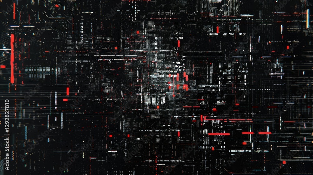 Fototapete Abstract complex glitch with pixel effect in tech background use shading and glitches texture express mysterious design or complex flow through tiny object convey sense of future digital scene. AIG53.