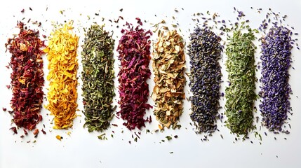 kinds of herb tea leaves chamomile rose hip