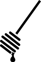 Honey dipper stick icon, honey stick icons vector graphic designs elements, isolated on transparent background. Honey ladle. Square button. Minimalism concept, used for food and beverage pictogram