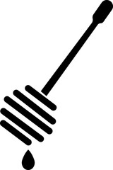 Honey dipper stick icon, honey stick icons vector graphic designs elements, isolated on transparent background. Honey ladle. Square button. Minimalism concept, used for food and beverage pictogram