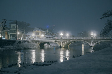 雪の金沢 浅野川大橋