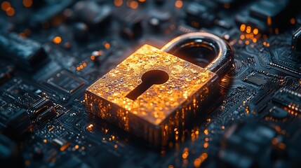 Glowing padlock on computer screen showcasing cutting-edge cybersecurity, digital data protection, and secure online connectivity