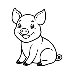 Adorable Cartoon Piglet Coloring Page Farm Animal Illustration