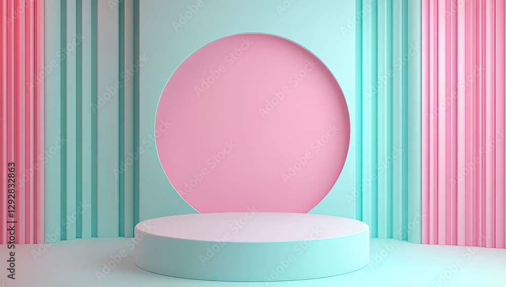 Poster pastel product display in a studio