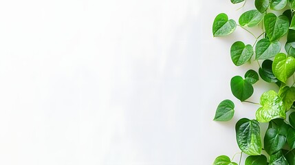 Assortment Of Fresh Green Leaves Spreading Across A Clean Blank White Background