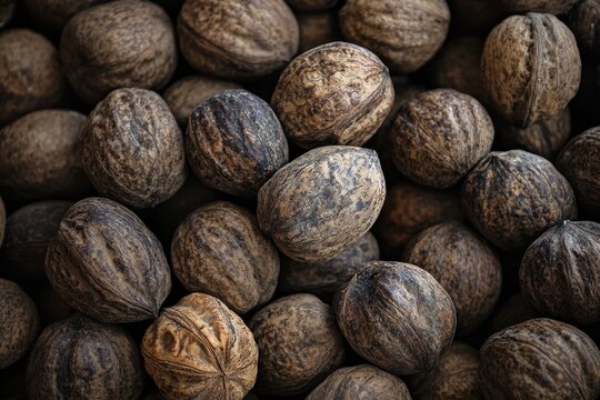 A stack of shelled black walnuts
