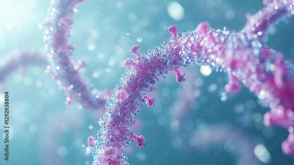 Poster the microscopic menace: a digitally crafted, highly detailed depiction of a virus or biological elem