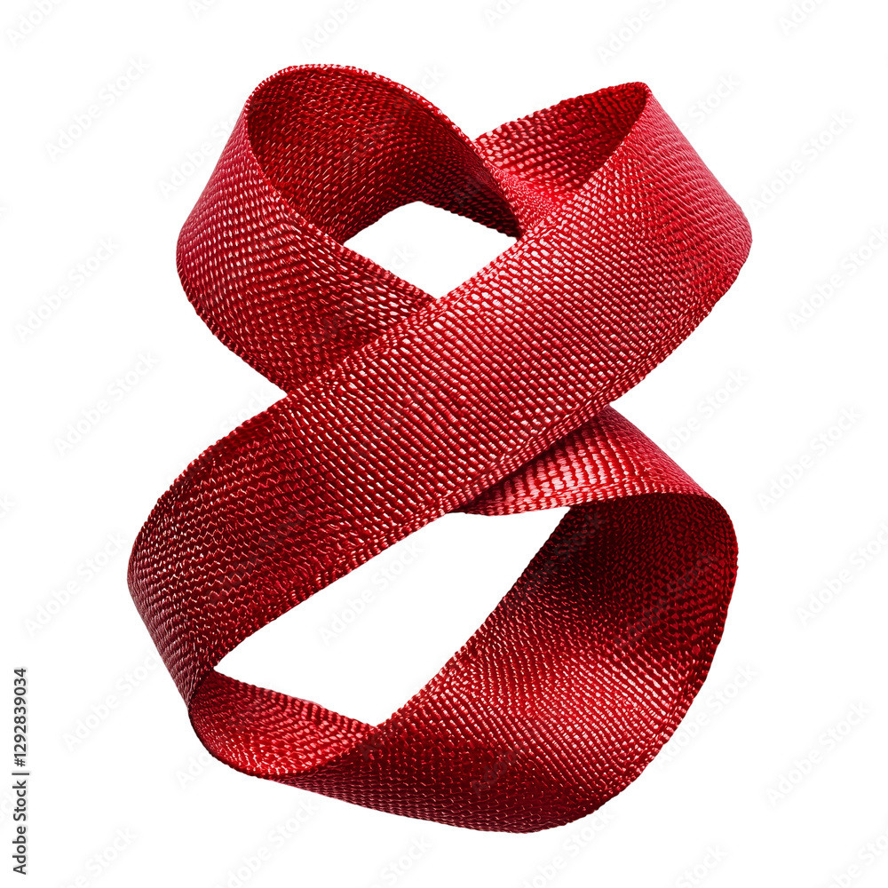 Aufkleber elegant red ribbon swirl design abstract art loop curve isolated on transparent background