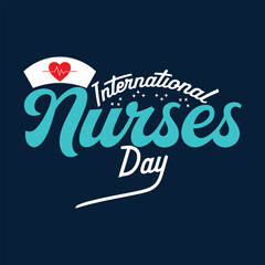 Happy  Nurses Day simple typography vector design  with Blue background.Eps10