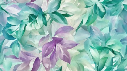 Colorful Abstract Leaves Pattern in Soft Pastel Shades and Tones