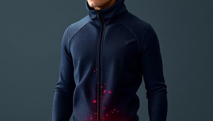 A minimalist, high-tech clothing concept that adjusts its temperature using graphene-based fabric, offering smart climate control for extreme environments. Perfect for futuristic fashion and wearable 