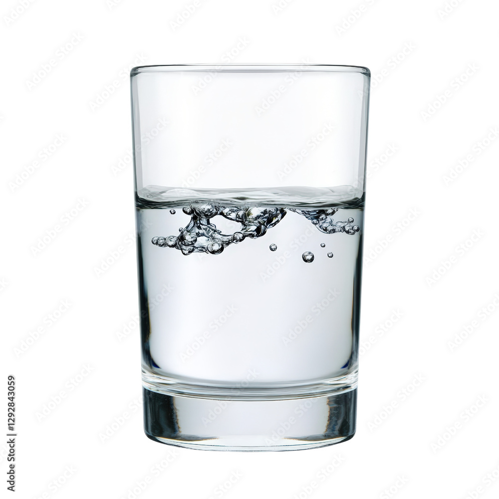 Poster refreshing glass of clear water with ice cubes on a wooden table glimmering under soft natural light