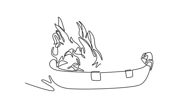 Self drawing animation of single line draw wicker basket with full of fresh dragon fruit for market logo icon. Healthy food contains vitamins for body fit. Continuous line draw. Full length animated