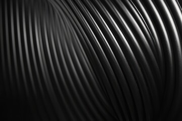 Obraz premium Background of a corrugated black plastic drainage pipe Black and white texture