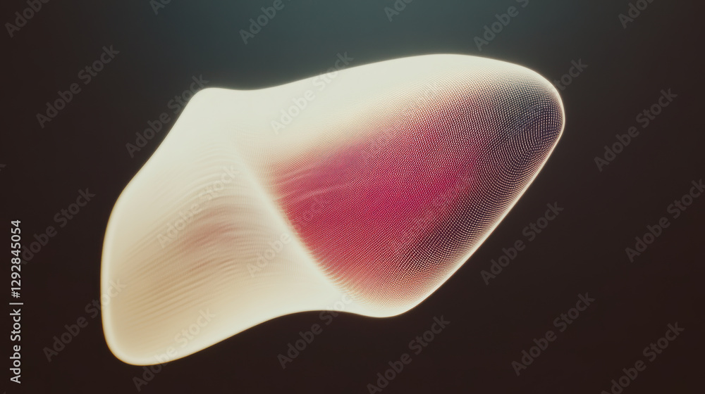 Poster abstract luminescent form with red accent on dark background