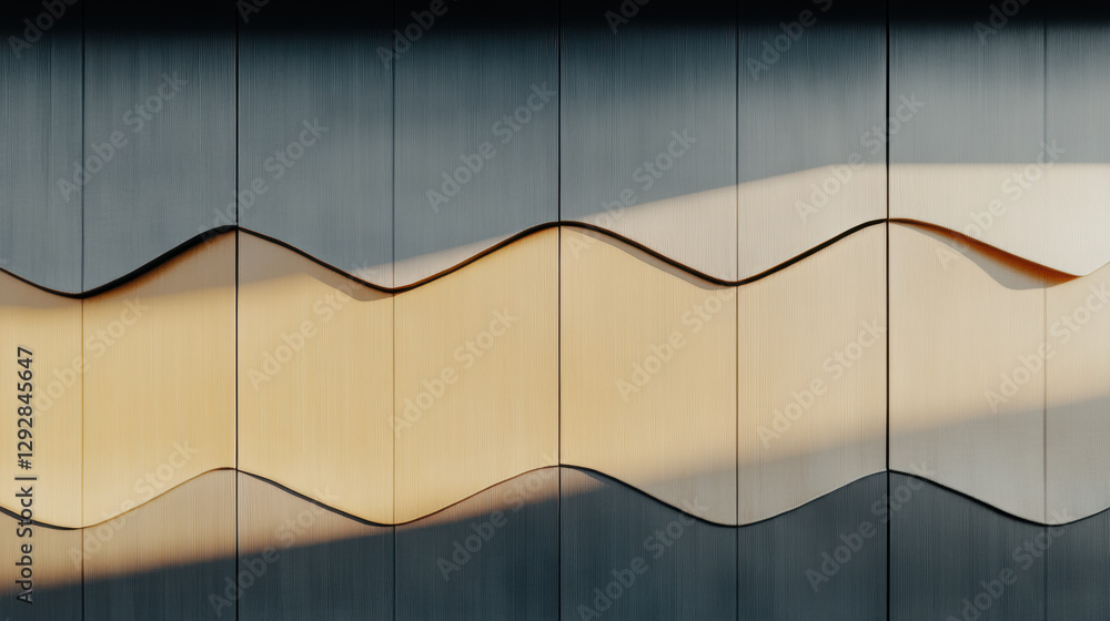 Poster abstract architectural wall with textured wavy design in soft light