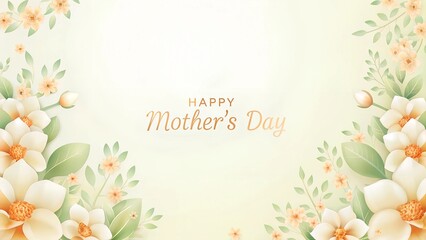 Name "Happy Mother's Day" in gold color with butterflies and wildflowers, vivid colors with white background, concept art, wildlife photography, vibrant, anime, 3d render, illustration.