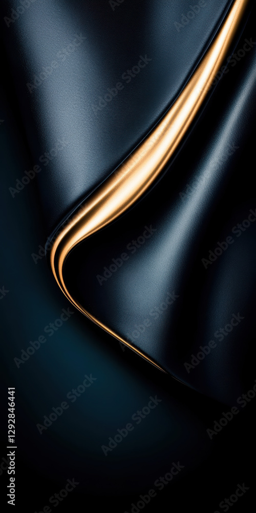 Poster elegant black and gold fabric fold creating dynamic abstract design