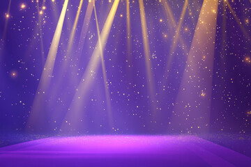 vibrant stage with purple background and shining lights