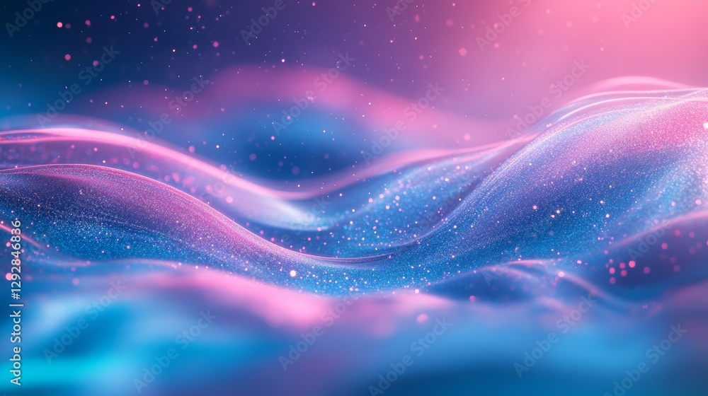 Aufkleber abstract colorful wave pattern in pink and blue with sparkling particles. vibrant digital art backgr