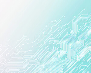 Digital circuit lines on blue background create modern design