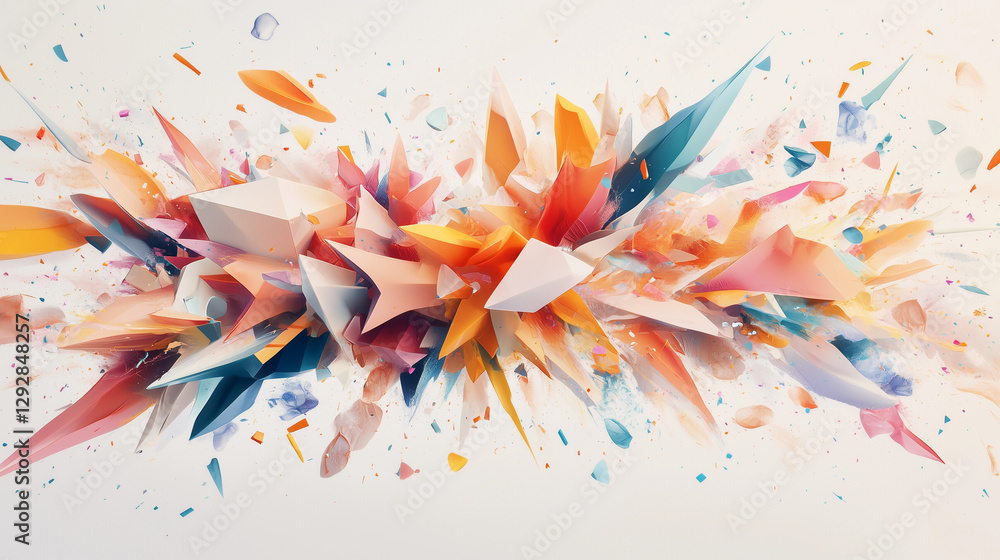 Aufkleber explosive burst of color: a dynamic and abstract explosion of vibrant geometric shapes and splashes 