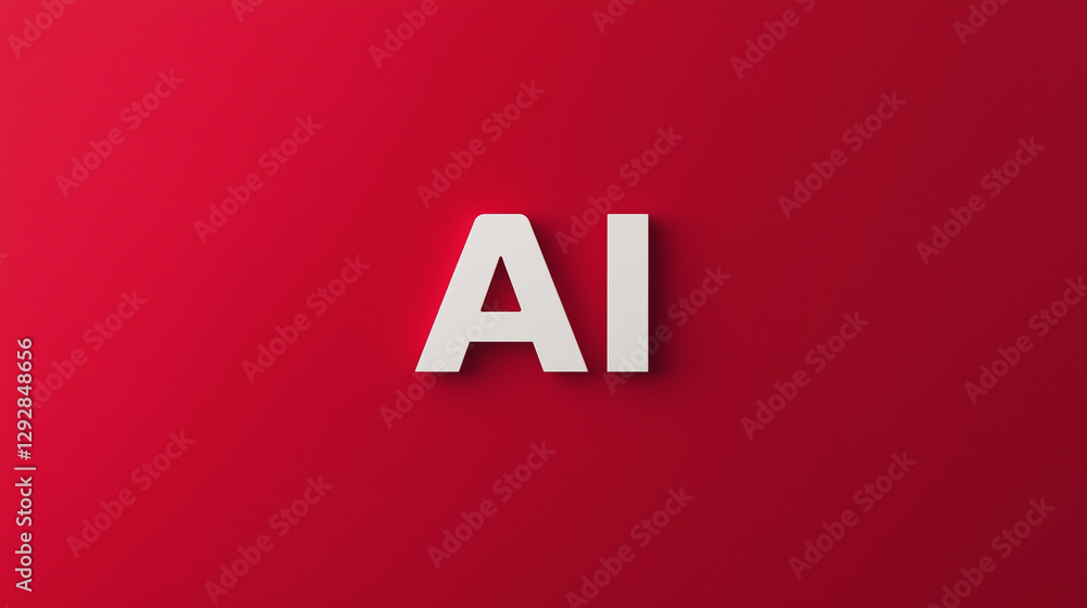 Aufkleber ai text in red background: the letters 