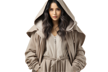 Asian Woman Portrait Isolated on Transparent Background