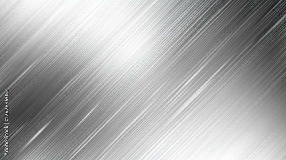 Poster abstract silver and white diagonal lines creating a sleek, modern texture with subtle gradients