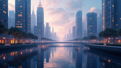 Obraz premium hong kong skyline at night