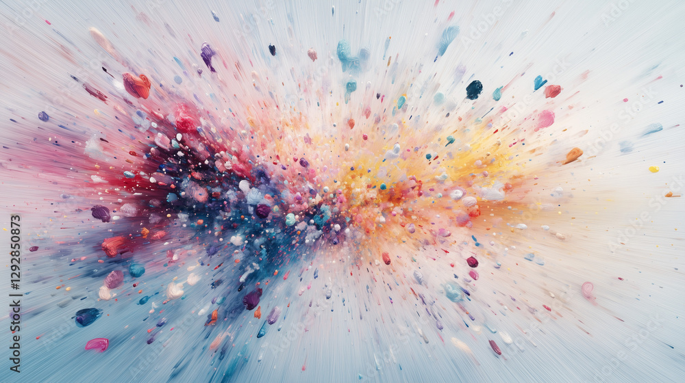 Poster explosive symphony of colors: a vibrant burst of dynamic hues erupts in a dazzling display, reminisc