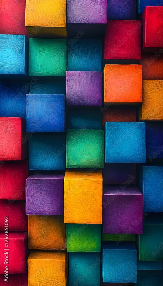 Aufkleber many colorful textured cubes stacked together create an abstract pattern