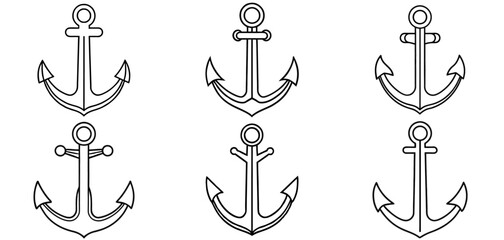 Anchor Outline Coloring Page Printable Line Art Drawing © MdDelowar