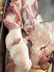 close up of a delicious food, pork in market for cooking