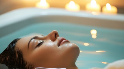 Hypertension patient taking a relaxing bath with essential oils. Featuring stress relief and health