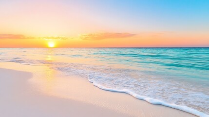 Beautiful sunset over peaceful ocean waves.