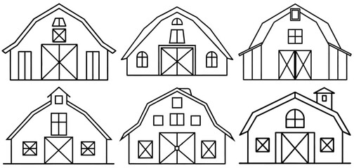 barn Outline Coloring Page Printable Line Art Drawing