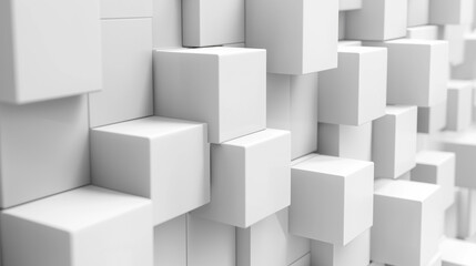 Abstract white cube background modern geometric design pattern texture 3d art wall gray cubes clean