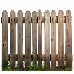 Fototapeta premium A simple brown wooden fence, isolated against a clean white background